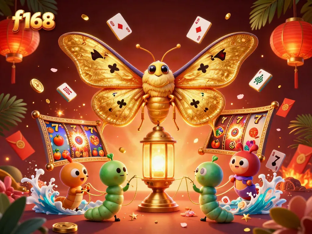 Experience exciting gaming adventures with f168's vibrant casino elements and 3D character illustrations.