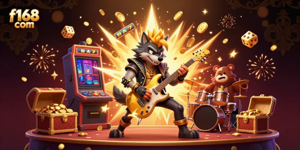 Experience the excitement of f168 com with cartoon characters celebrating casino jackpots.