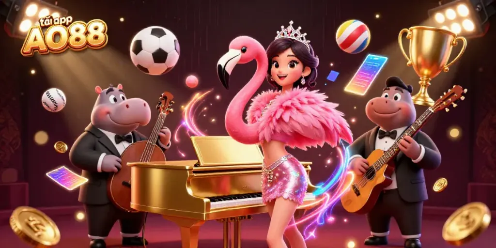 Experience the thrill of gaming with a vibrant illustration that promotes tải app AO88.