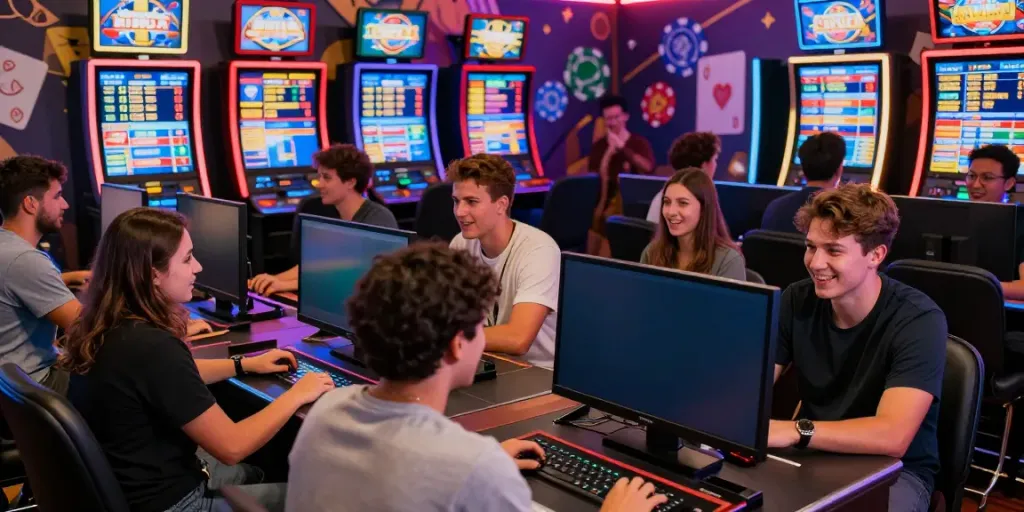 Engaged players enjoying the thrill of playing slot online in a vibrant virtual casino environment.