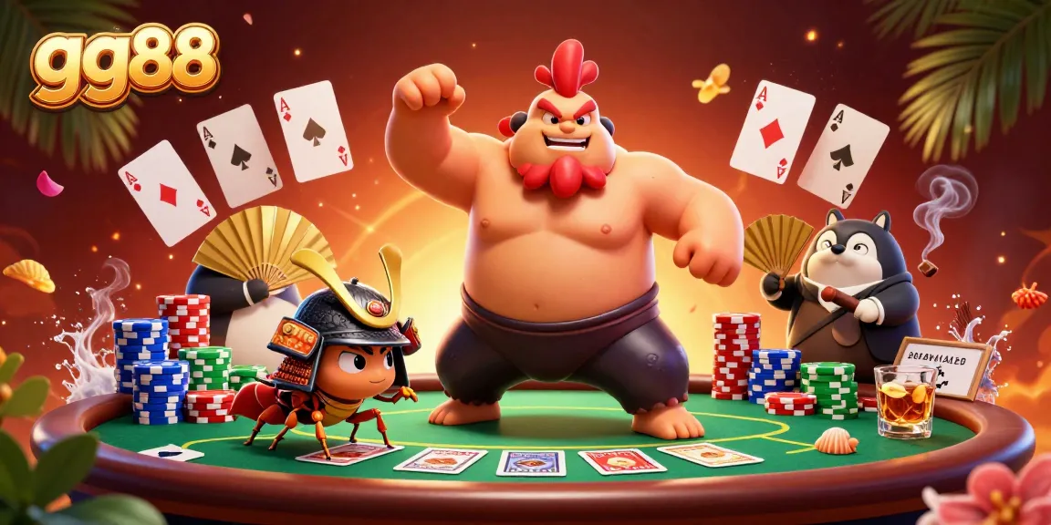 Win big at gg88 with exciting games, as a powerful sumo rooster and samurai cricket battle for glory.