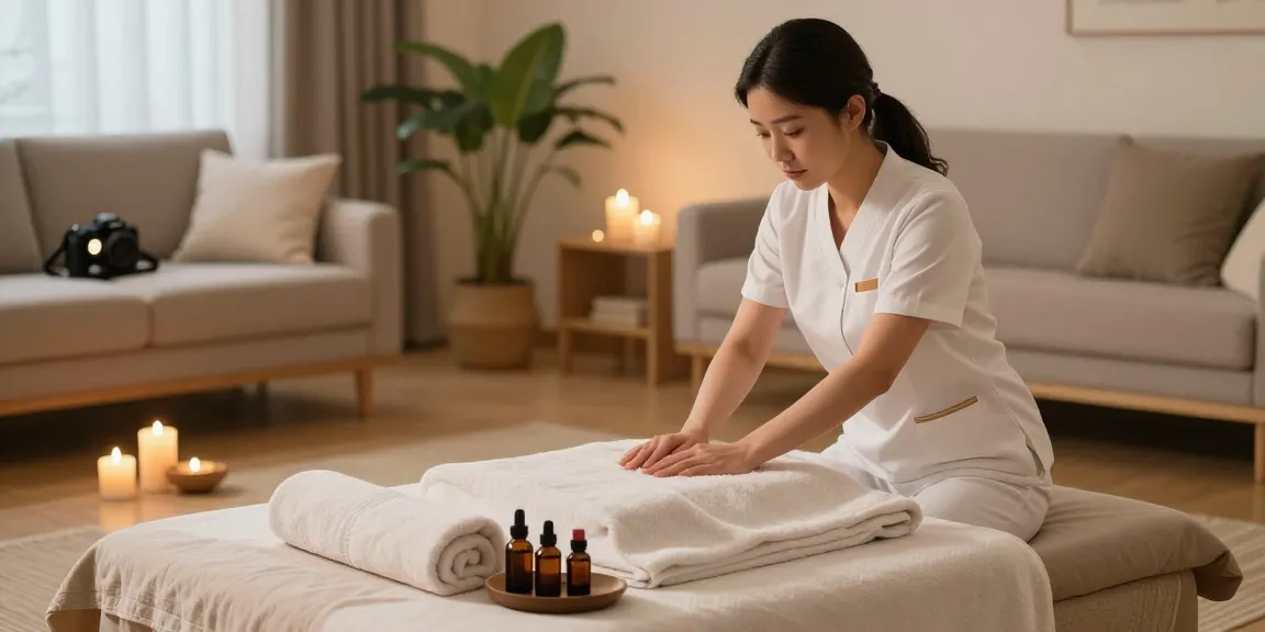 At-home aromatherapy service with expert therapist providing 잠실출장안마 for relaxation and wellness.