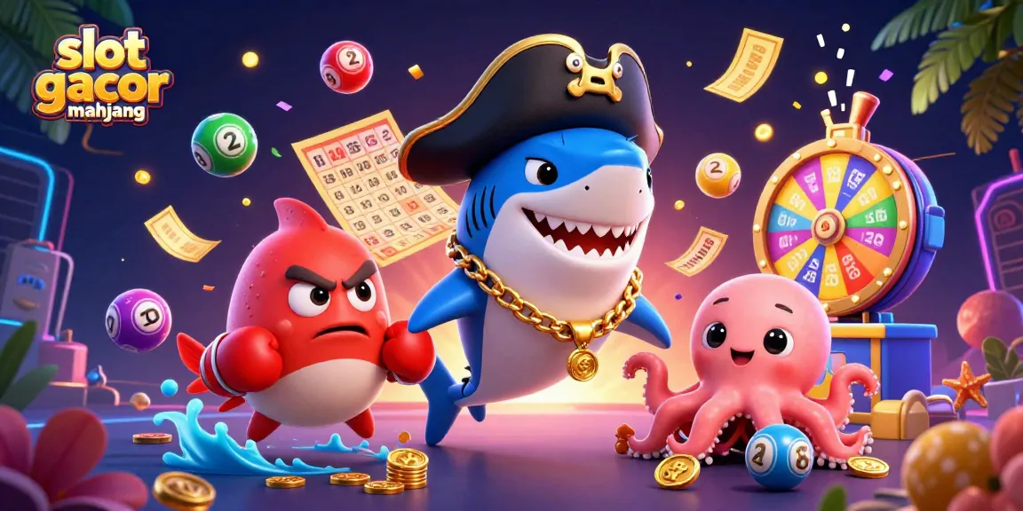 Engage with slot gacor mahjong in this vibrant 3D scene featuring dynamic characters and rich gambling elements.