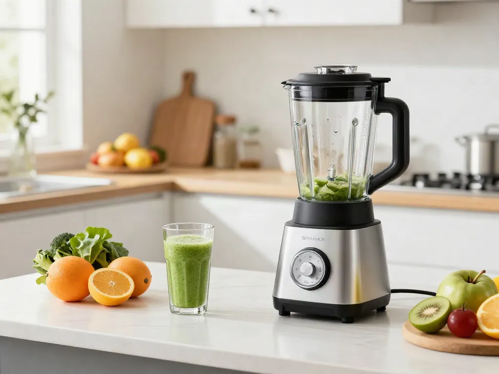 Prepare delicious smoothies with the versatile Singer Blender in a bright kitchen.
