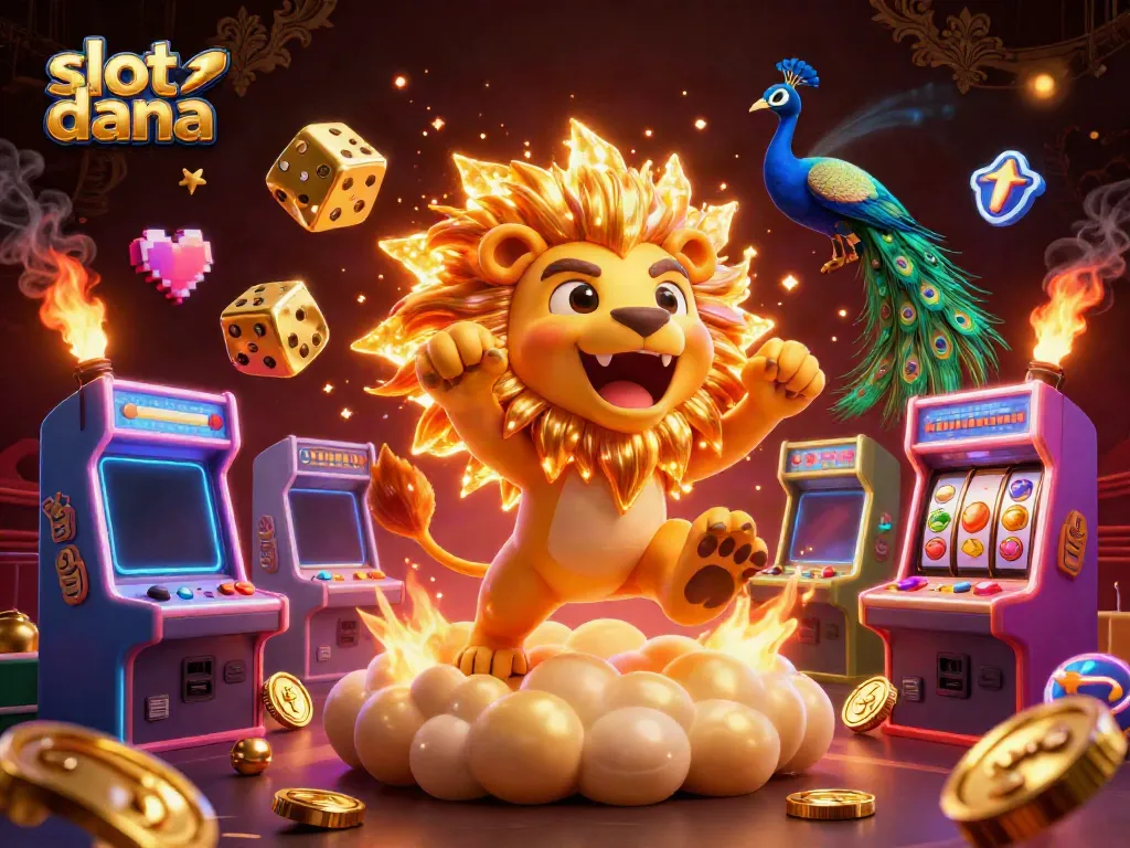 Slot dana menggabungkan simbol kasino yang mengesankan dalam ilustrasi 3D yang dinamis.