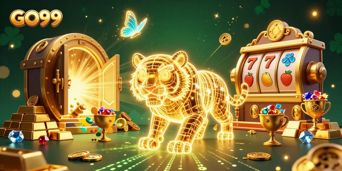 Experience the thrill of GO99 with a vibrant online casino scene featuring slots and treasures.