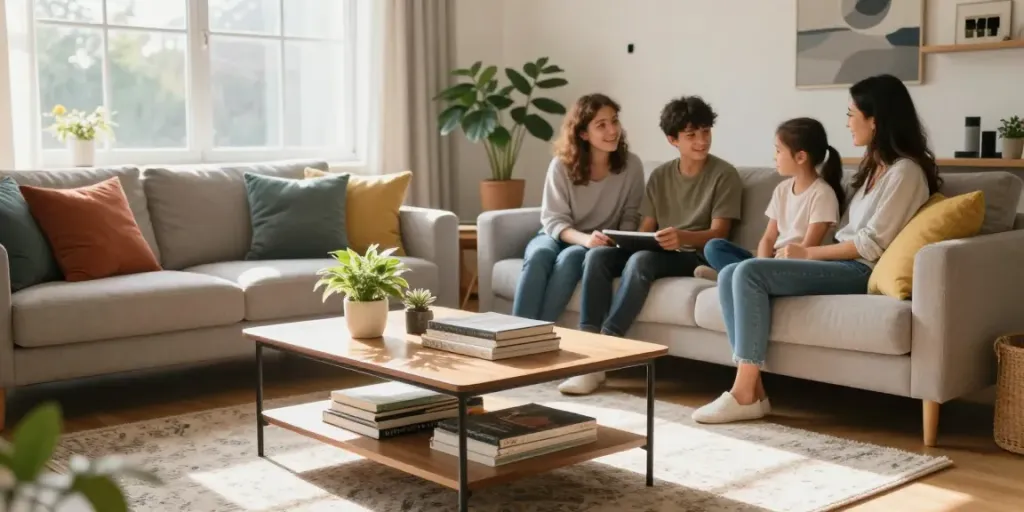 Cozy living room featuring Home The Spruce-inspired decor with a stylish sofa table.