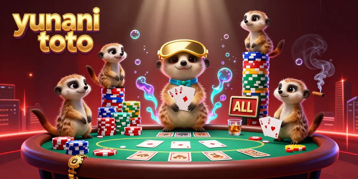 Experience the fun of yunani toto with a colony of meerkats running a vibrant casino operation