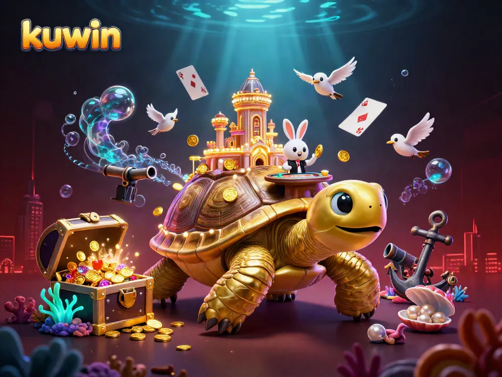 kuwin themed gaming experience with vibrant characters, coins, and underwater treasures