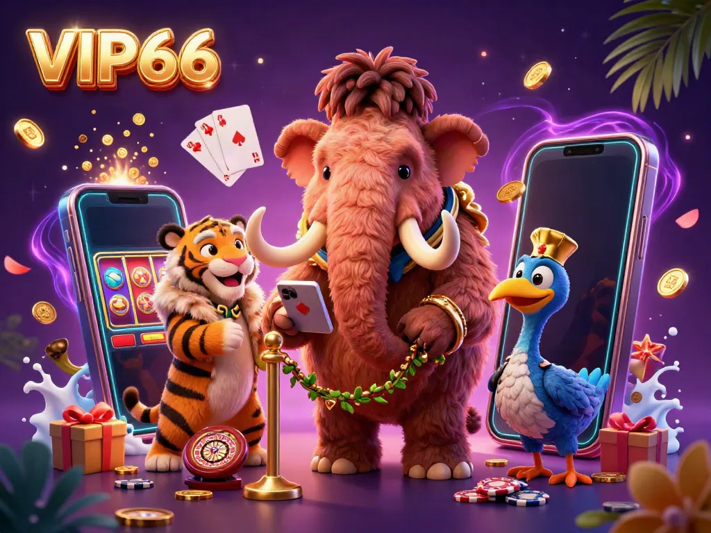 Experience the excitement of VIP66 with unique casino characters and vibrant game elements.