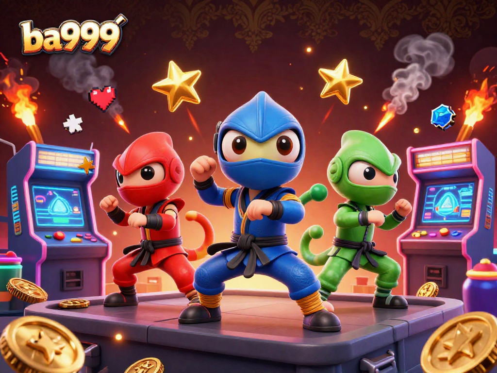 Engage with ba999's thrilling gameplay experience featuring ninja chameleons amid vibrant casino elements.