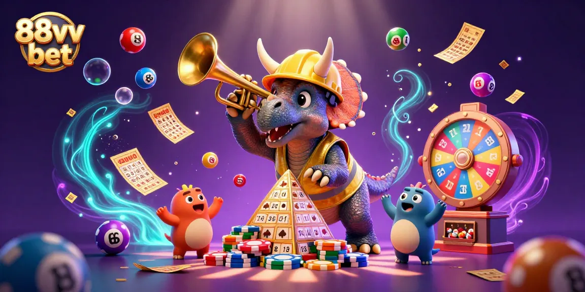 Engage with vibrant 88vv bet-themed casino fun in a dynamic digital illustration.
