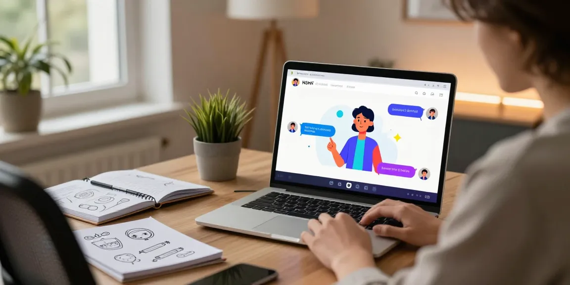 Engaging AI chat NSFW interaction on a laptop in a modern home office.