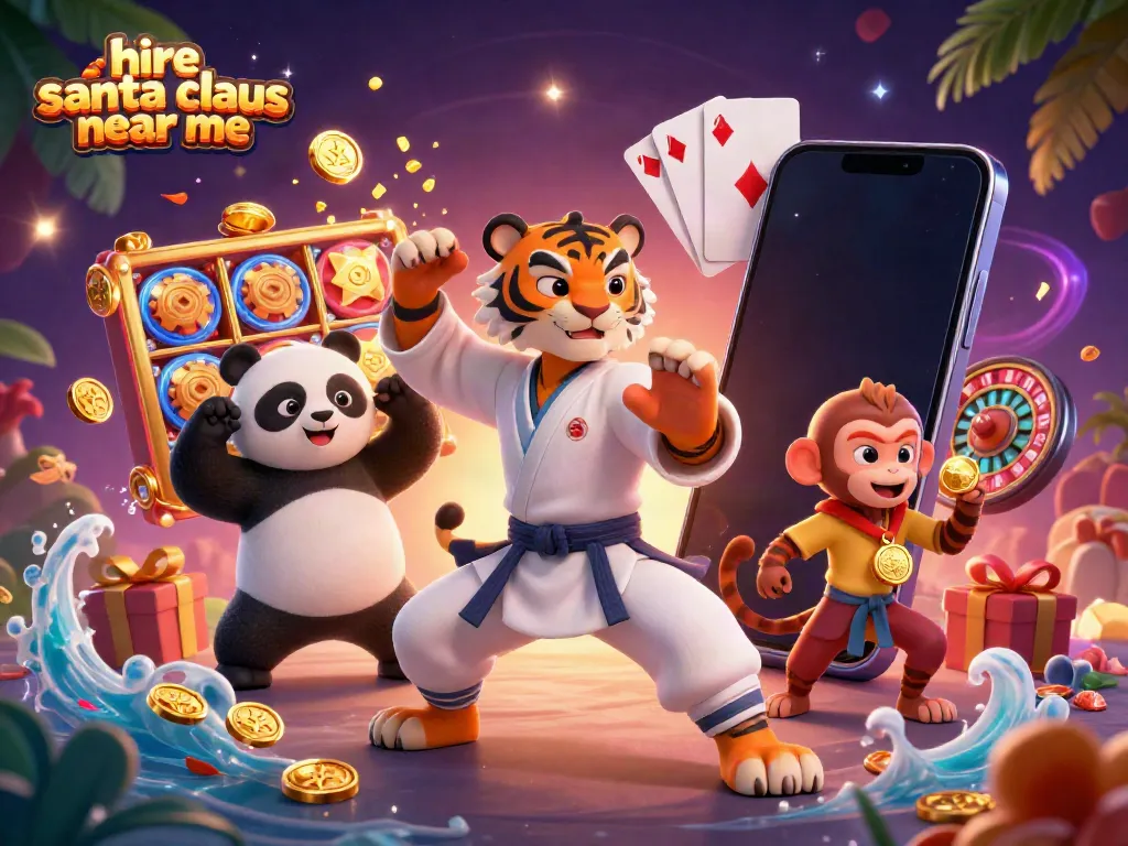 Experience festive fun by hiring Santa Claus near me with captivating casino-themed elements.