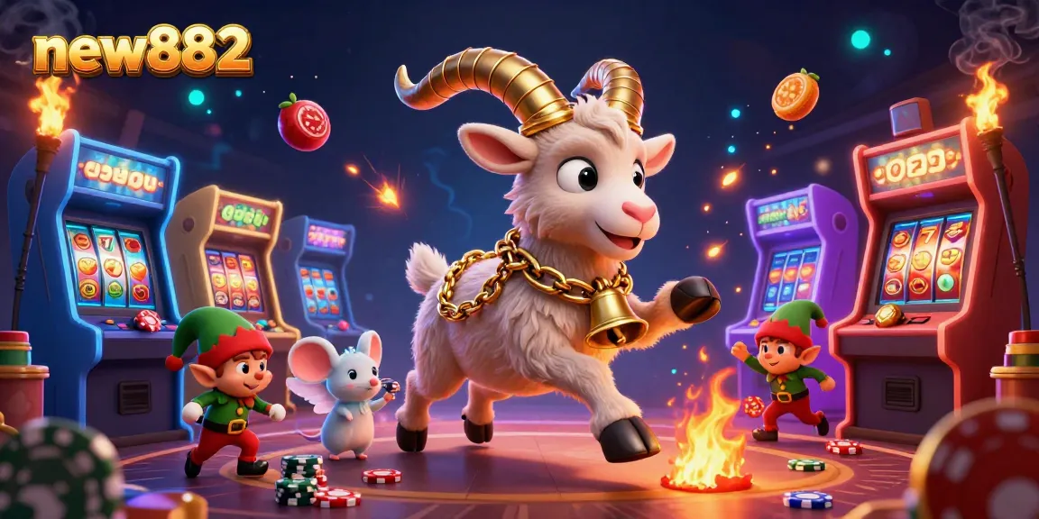 Win big at new882 with an exciting 3D holiday-horror casino scene featuring charming cartoon characters.
