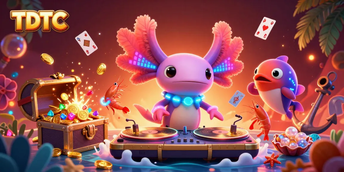 Spin and win with TDTC in a vibrant underwater casino party featuring lively characters and treasures.
