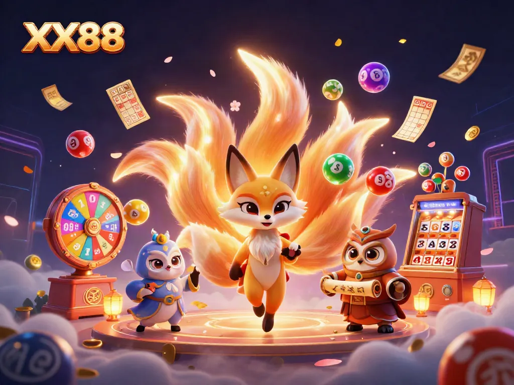 Engage with the magical world of gambling at XX88 featuring vibrant illustrations of spirit characters.