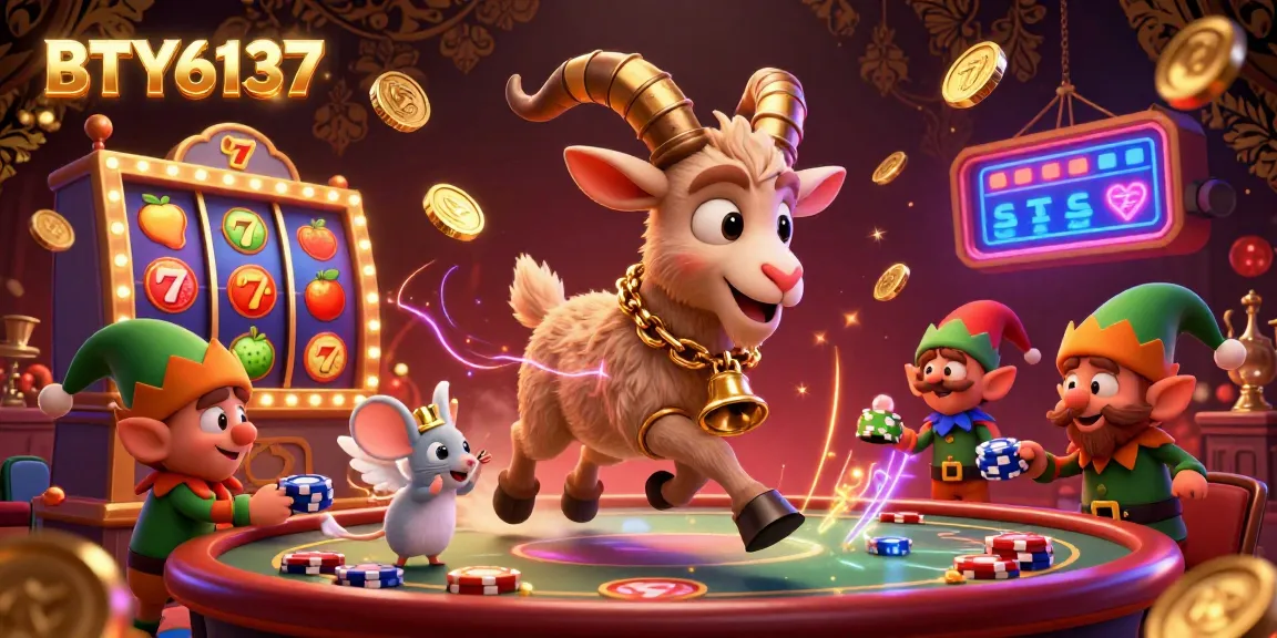 Engage with BTY6137 in a vibrant holiday-themed casino scene featuring Krampus and mischievous gremlins.