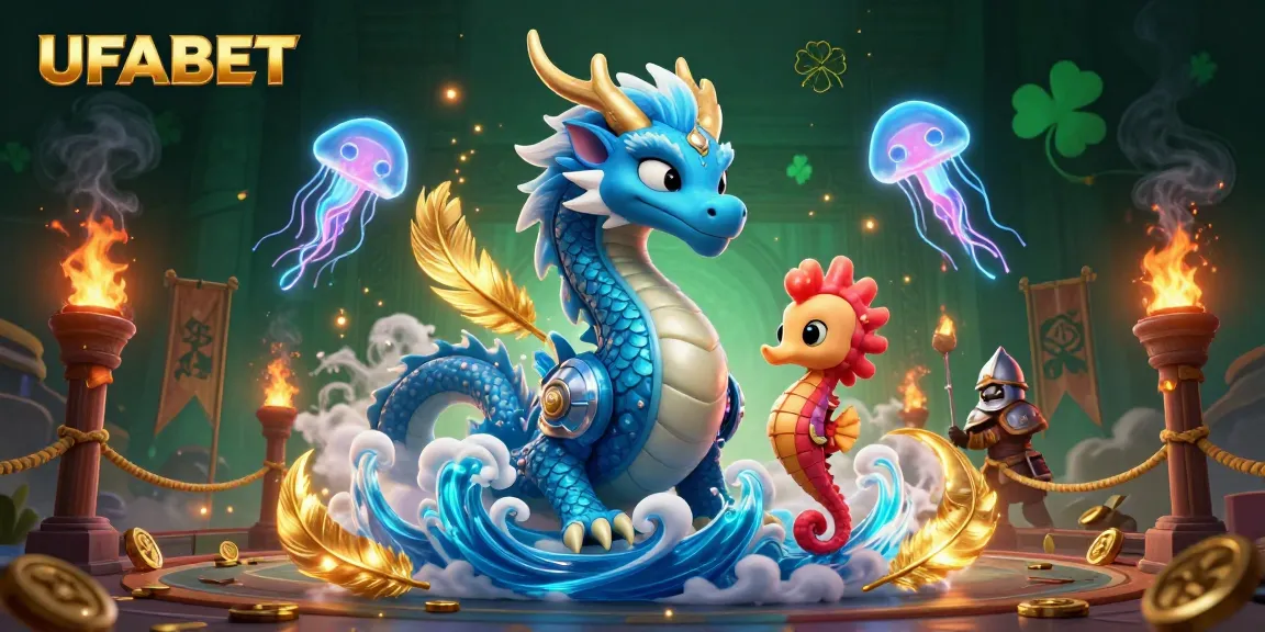 Win big with UFABET in a vibrant ocean adventure featuring a dragon and jellyfish.