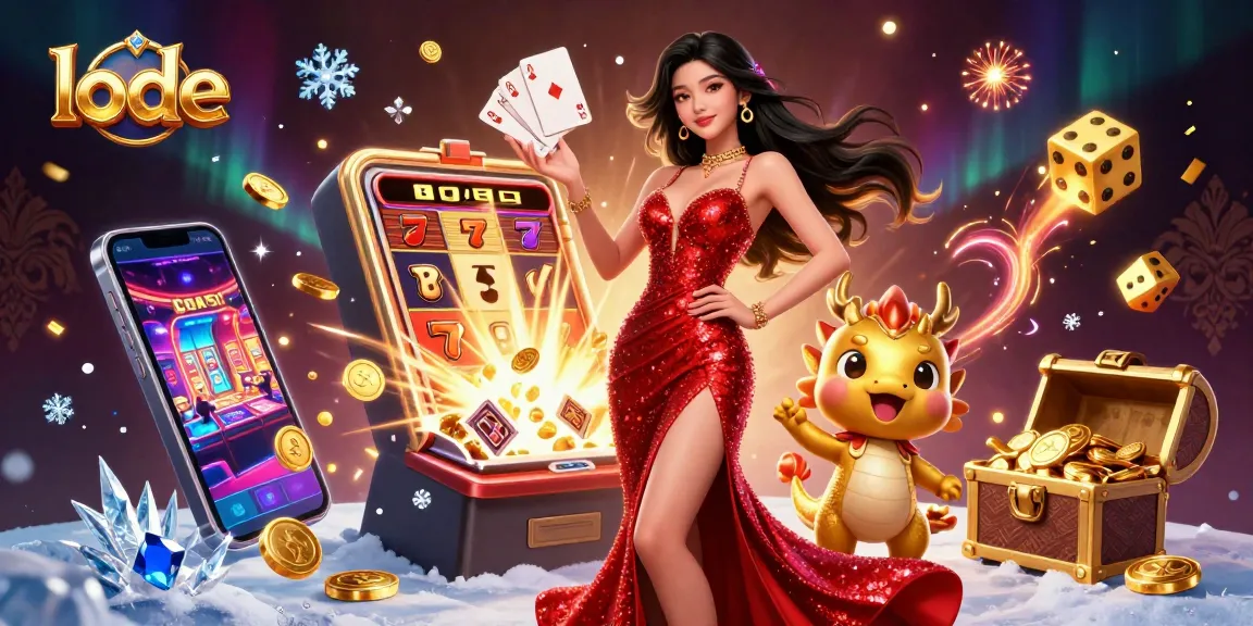 Experience top winning strategies with lode at a vibrant casino scene featuring a glamorous woman and lucky symbols.