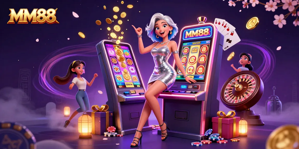 Experience immersive gaming at MM88 with a stunning jackpot celebration, dynamic elements, and vibrant casino atmosphere.