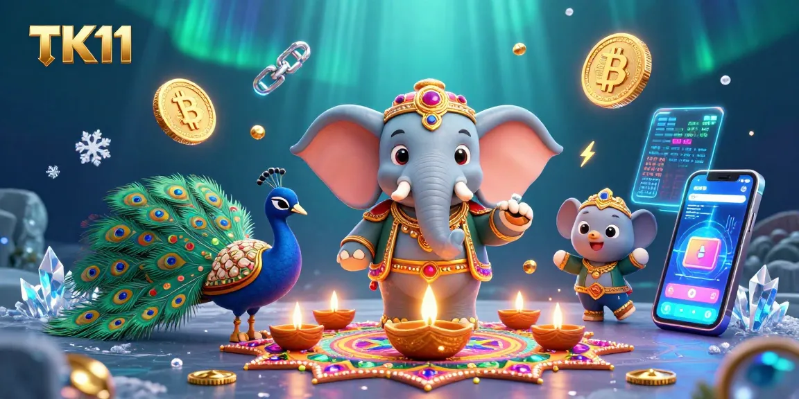 Engage in the vibrant world of TK11 with shimmering Bitcoin and Ethereum coins amidst colorful visuals.