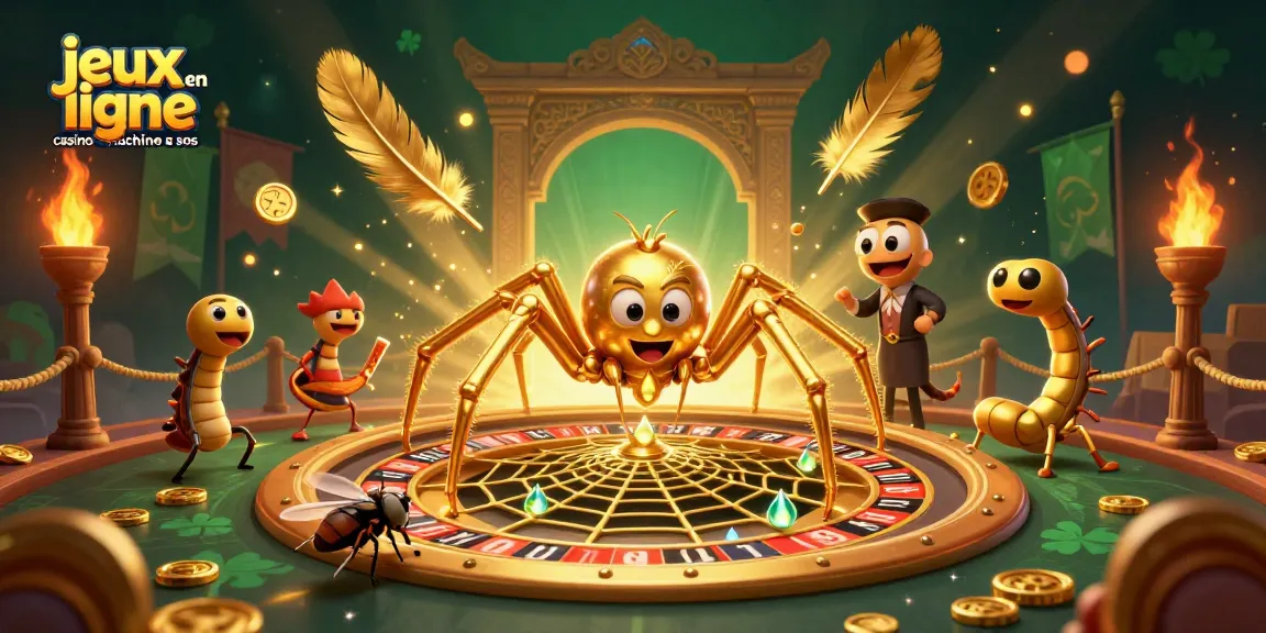 Découvrez les jeux en ligne casino machine à sous avec une illustration captivante de personnages dynamiques et d'éléments de jeu.