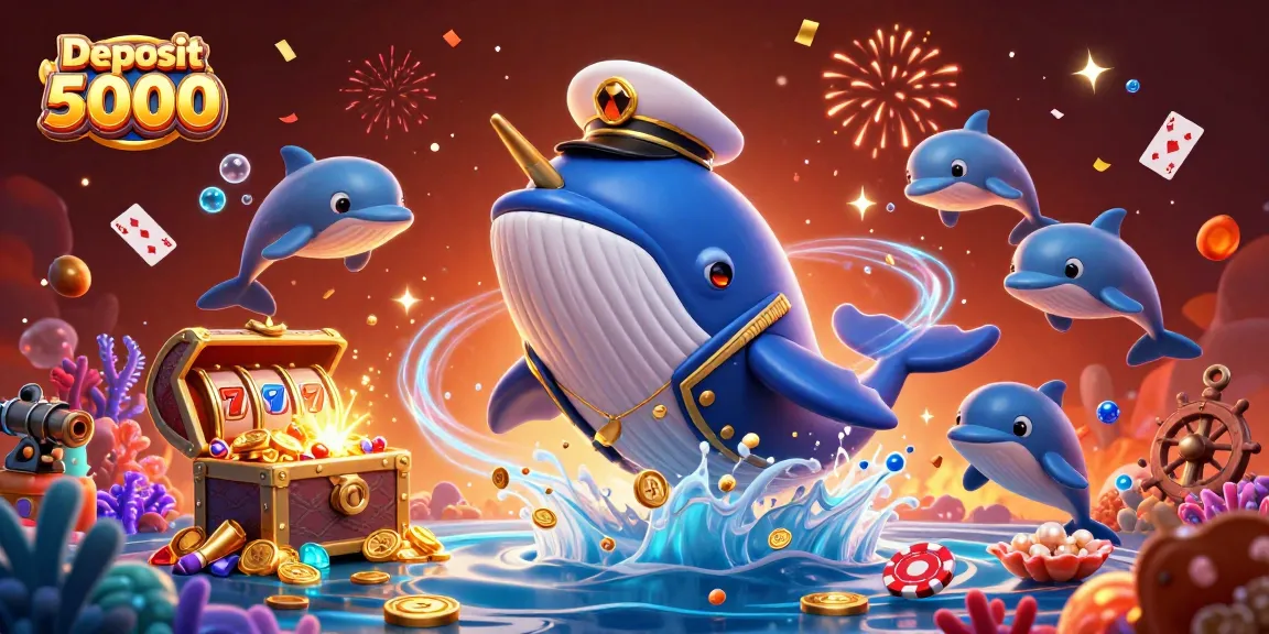 Menangkan jackpot dengan Deposit 5000 di slot gacor, dikelilingi karakter lucu dan elemen kasino.