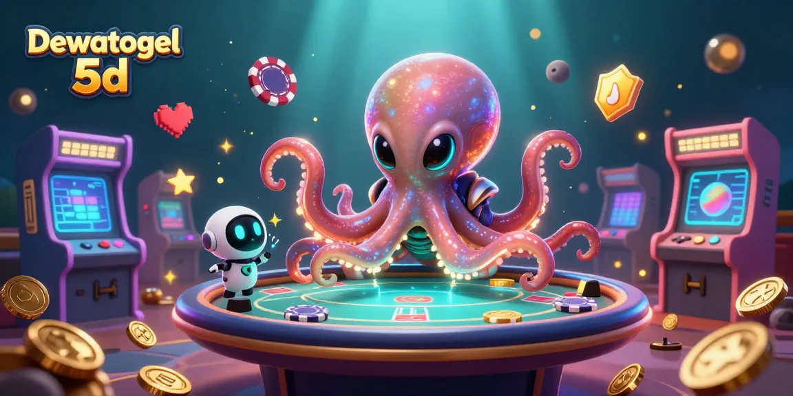 Dewatogel 5d powers your bets with alien octopus at a holographic poker table.