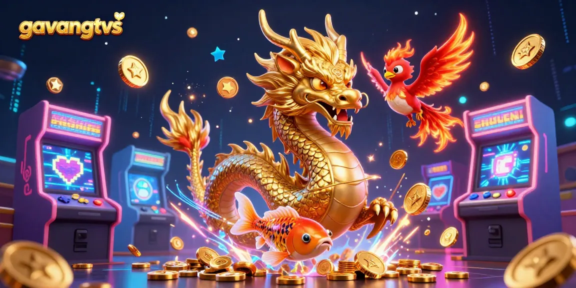 Experience the excitement of gambling with gavangtvs featuring a golden dragon and vibrant casino elements.