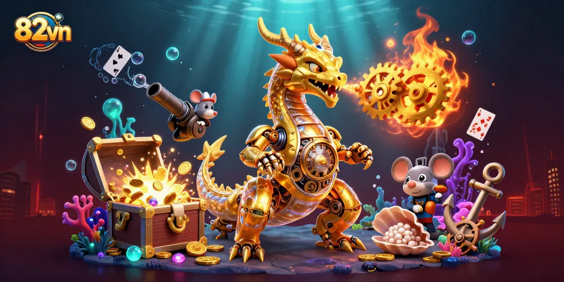 82vn showcases an exciting underwater casino world with golden treasure, vibrant visuals, and action-packed elements.