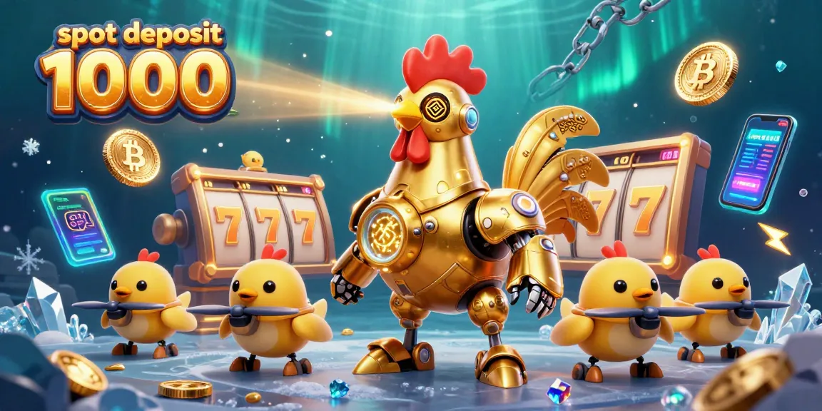 Engage with vibrant slot deposit 1000 action featuring golden rooster, baby chick drones, and slot game elements.