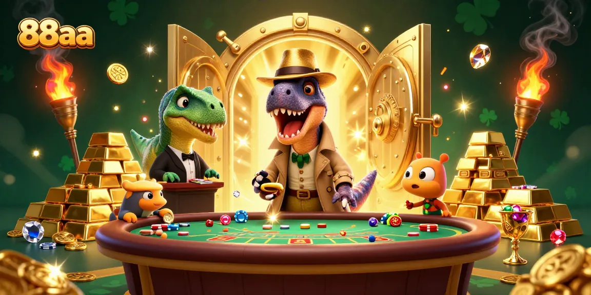 Experience the thrilling action at 88aa casino with cartoon characters and a vibrant atmosphere.