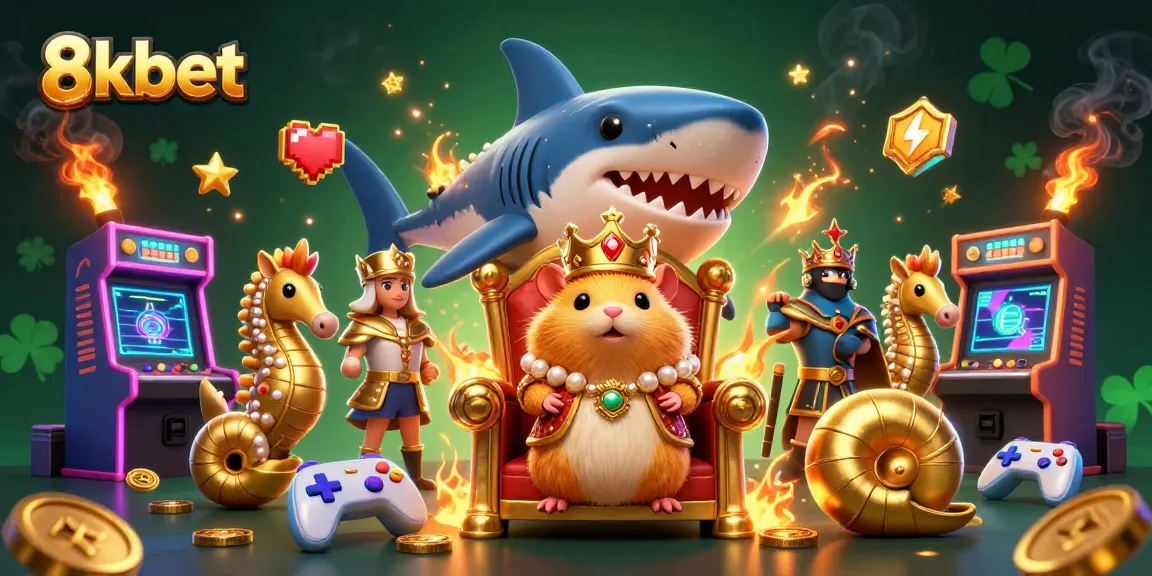 Engage in thrilling gameplay at 8xbet with vibrant scenes of golden hamster royalty amidst dynamic gaming elements.
