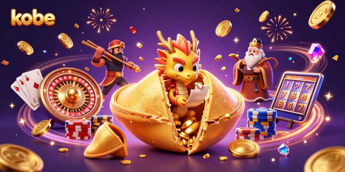 Engage with kobe's thrilling fortune cookie casino adventure, showcasing wise dragons and electric gaming elements.