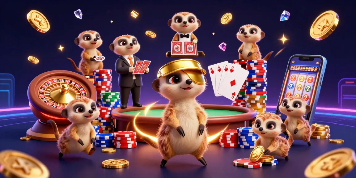 Experience exciting casino action with go 88 surrounded by animated meerkats and vibrant gaming elements.