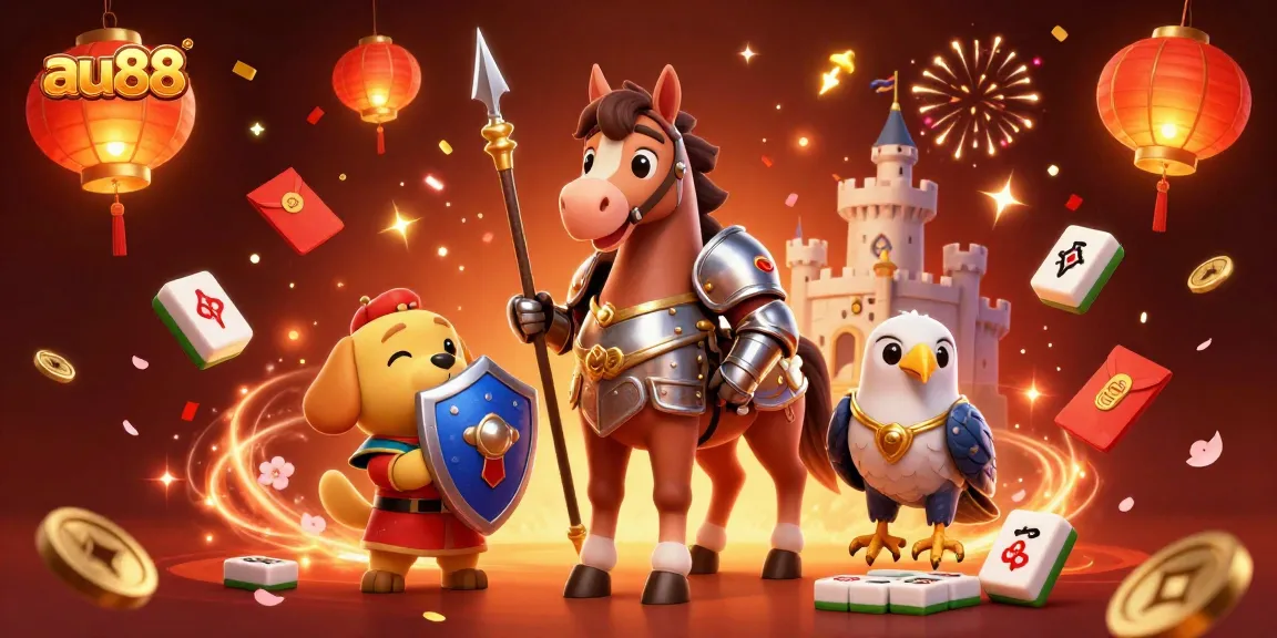 Win big with au88 as a knight battles in a vibrant casino realm filled with floating treasures.