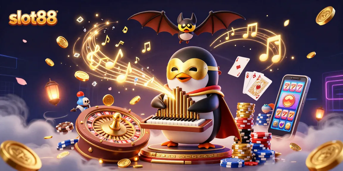 Win big with slot88 in an enticing 3D casino scene filled with golden coins and exciting game elements.