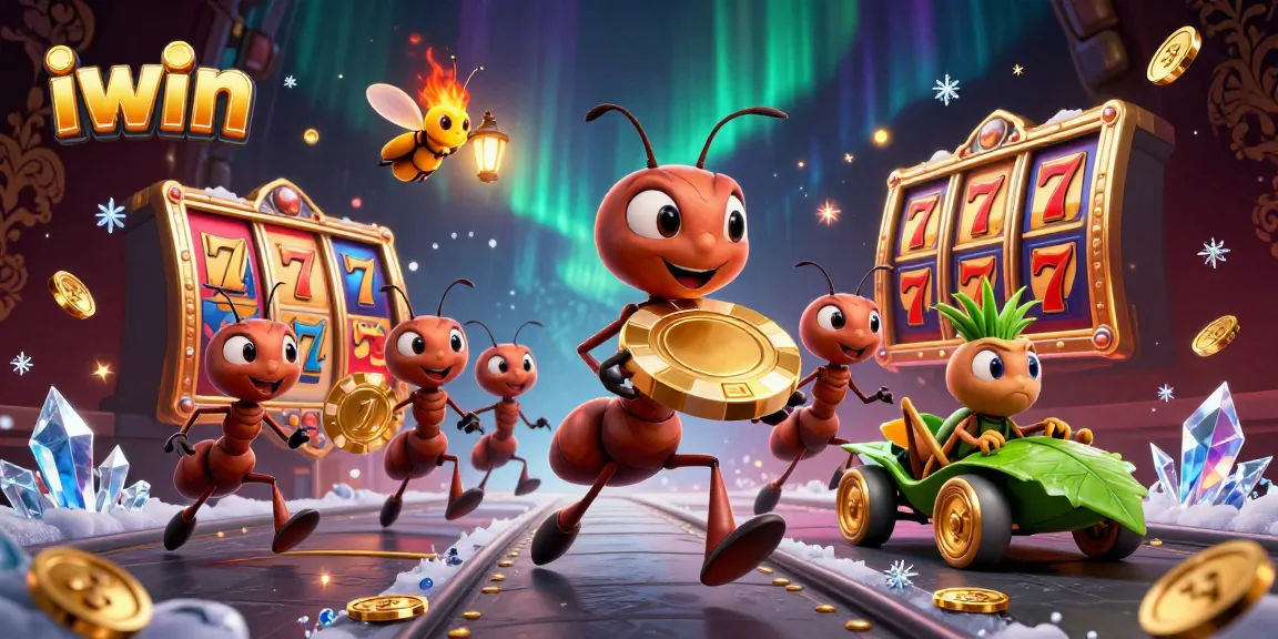 Engage with iwin by joining a thrilling heist featuring cartoon ants and casino elements.