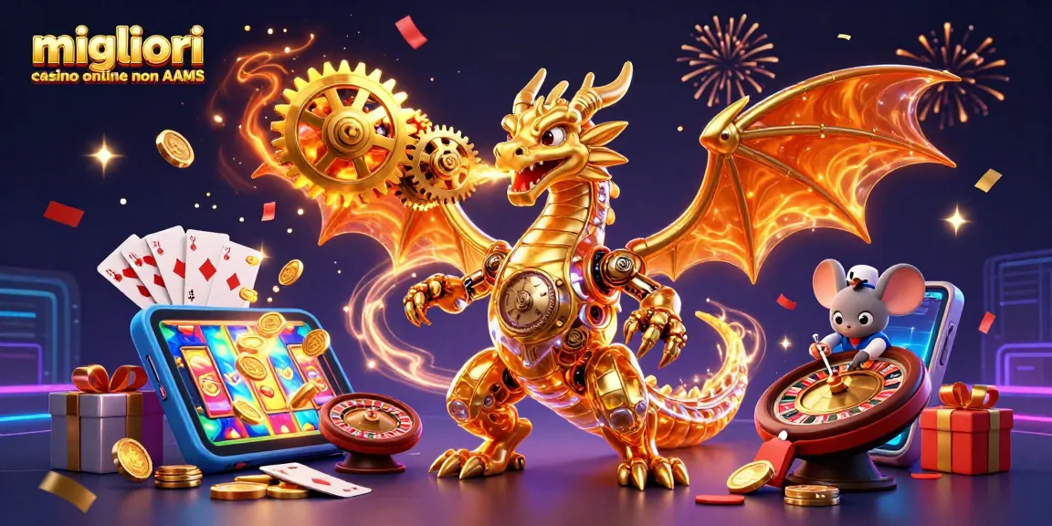 I migliori casino online non AAMS offrono un'illustrazione 3D vivace con elementi di gioco e decorazioni festose.