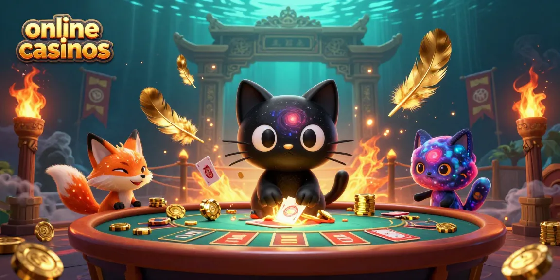Engage with online casinos in a vibrant cosmic scene featuring a black hole cat and nebula fox.