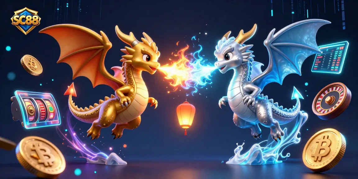Engage with SC88's dynamic gambling universe featuring powerful dragons, crypto coins, and iconic casino elements.
